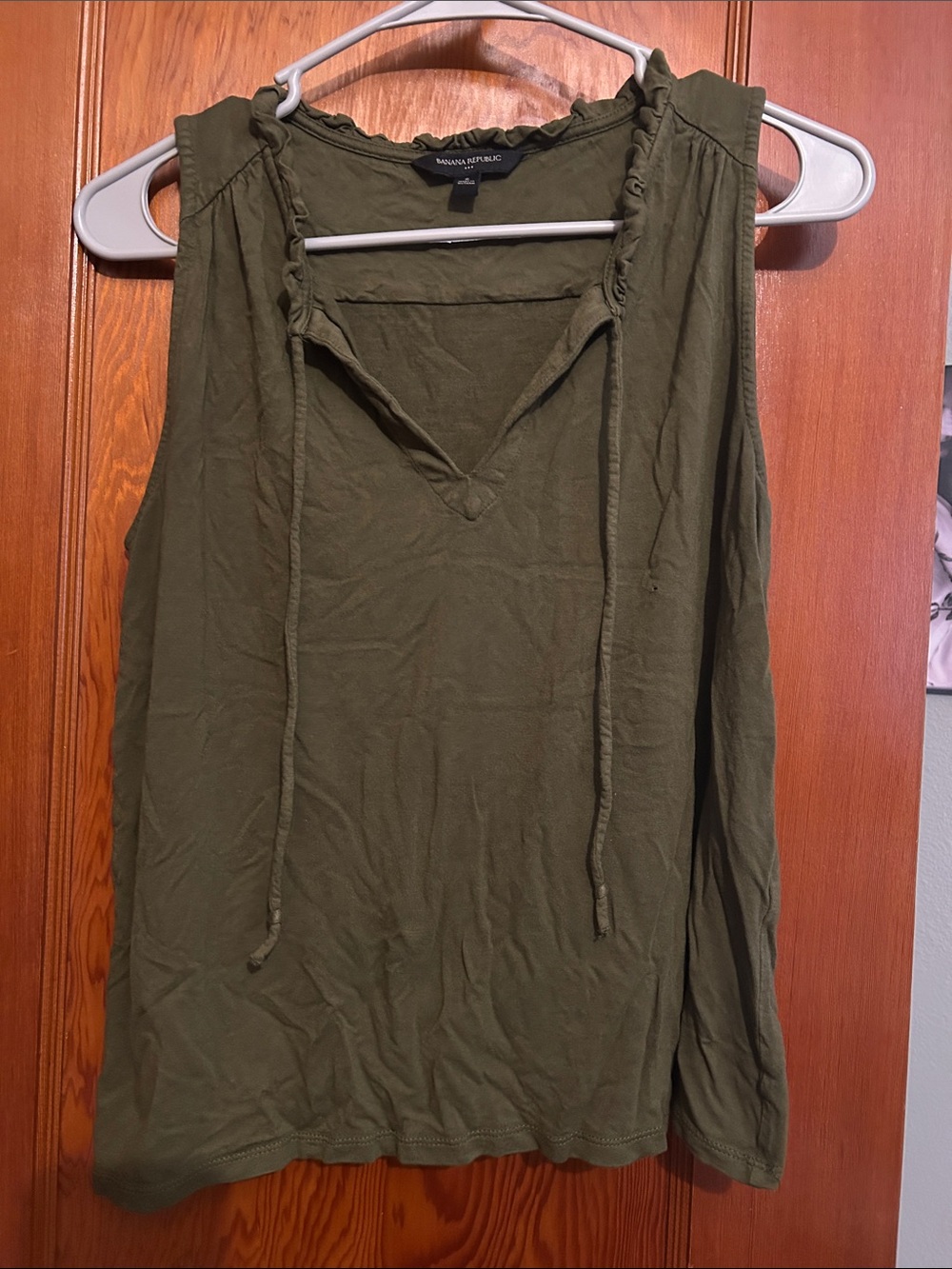 Banana Republic Olive Green Tie-Front V-Neck Tank